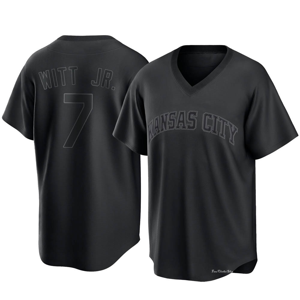 Youth Bobby Witt Jr. Kansas City Royals Replica Black Pitch Fashion Jersey