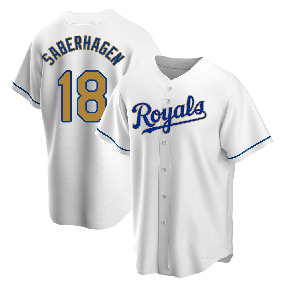 Youth Bret Saberhagen Kansas City Royals Replica Gold White Home Jersey