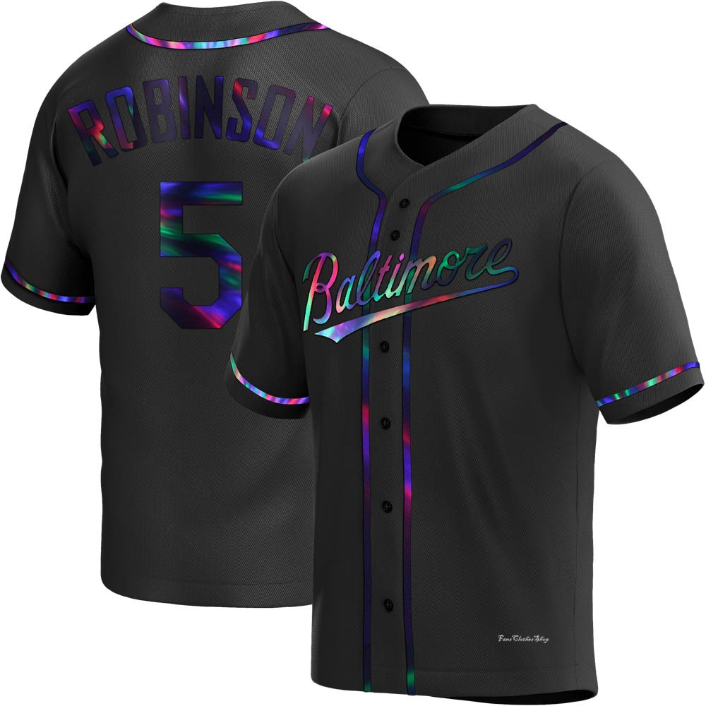 Youth Brooks Robinson Baltimore Orioles Replica Black Holographic Alternate Jersey