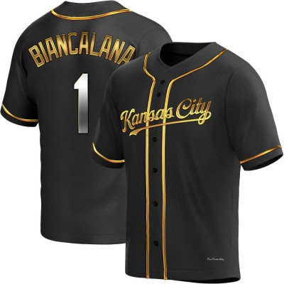 Youth Buddy Biancalana Kansas City Royals Replica Black Golden Alternate Jersey