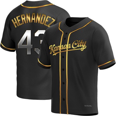Youth Carlos Hernandez Kansas City Royals Replica Black Golden Alternate Jersey