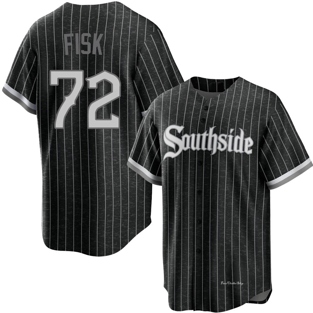 Youth Carlton Fisk Chicago White Sox Replica Black 2021 City Connect Jersey