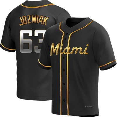 Youth Chandler Jozwiak Miami Marlins Replica Black Golden Alternate Jersey