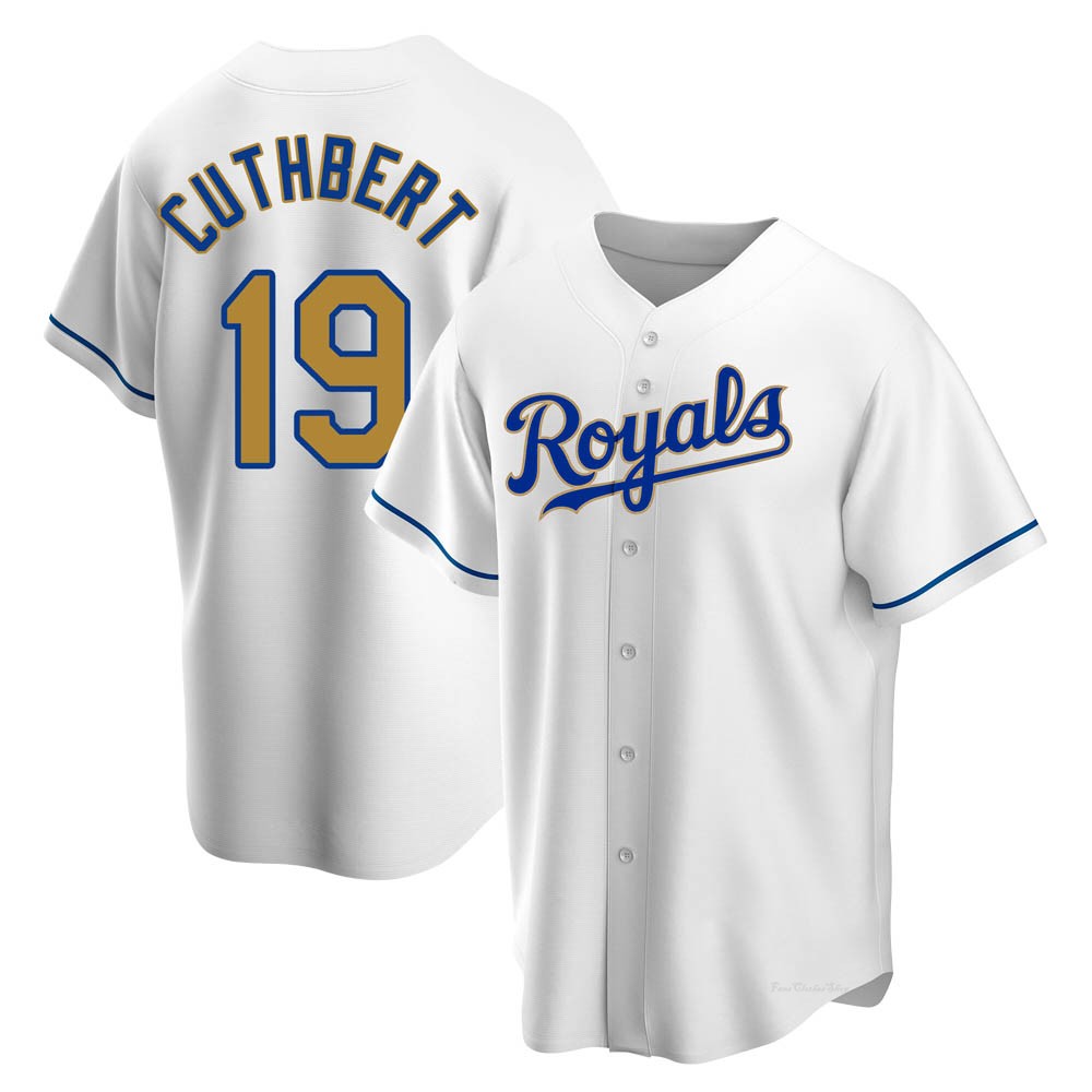 Youth Cheslor Cuthbert Kansas City Royals Replica Gold White Home Jersey