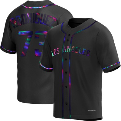 Youth Chris Rodriguez Los Angeles Angels Replica Black Holographic Alternate Jersey