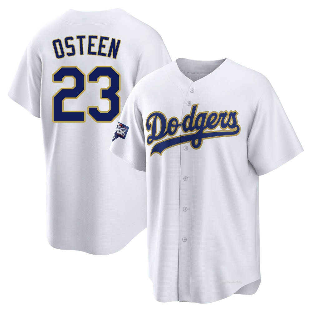 Youth Claude Osteen Los Angeles Dodgers Replica White/Gold 2021 Gold Program Player Jersey