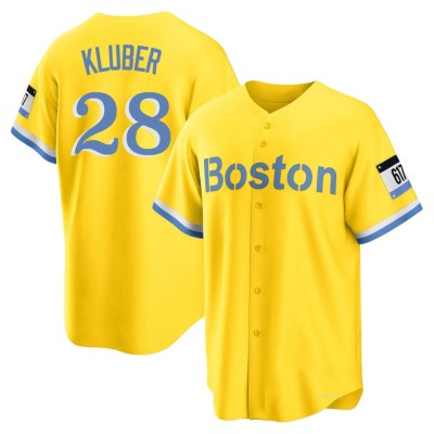 Youth Corey Kluber Boston Red Sox Replica Gold/Light Blue 2021 City Connect Player Jersey