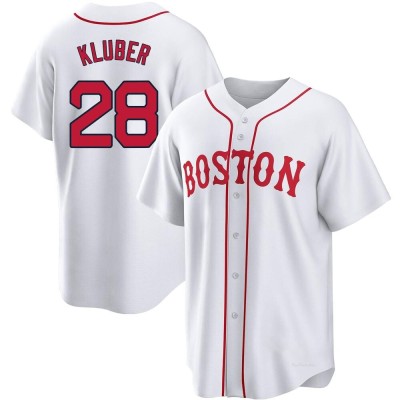 Youth Corey Kluber Boston Red Sox Replica White 2021 Patriots' Day Jersey
