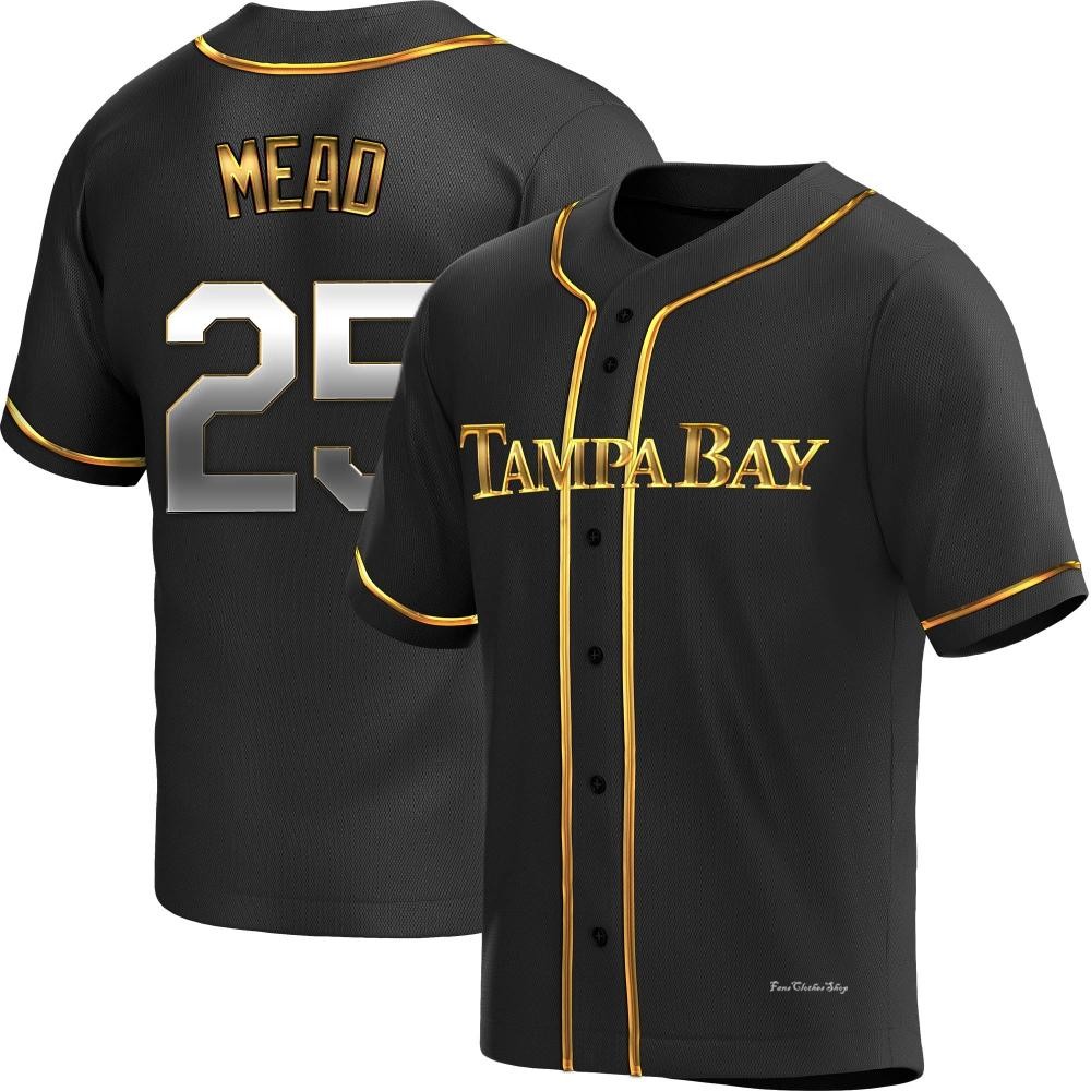 Youth Curtis Mead Tampa Bay Rays Replica Black Golden Alternate Jersey