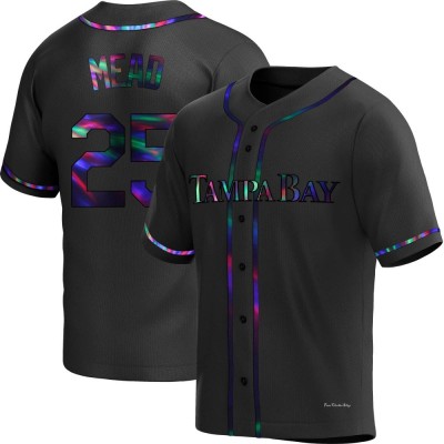 Youth Curtis Mead Tampa Bay Rays Replica Black Holographic Alternate Jersey