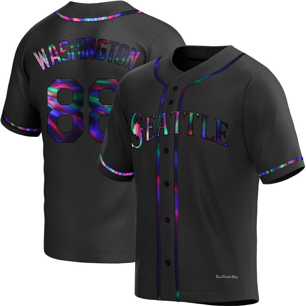 Youth Curtis Washington Seattle Mariners Replica Black Holographic Alternate Jersey