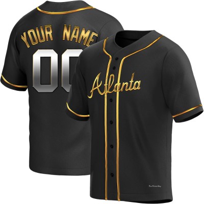 Youth Custom Atlanta Braves Replica Black Golden Alternate Jersey