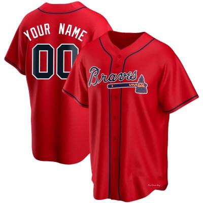 Youth Custom Atlanta Braves Replica Red Alternate Jersey