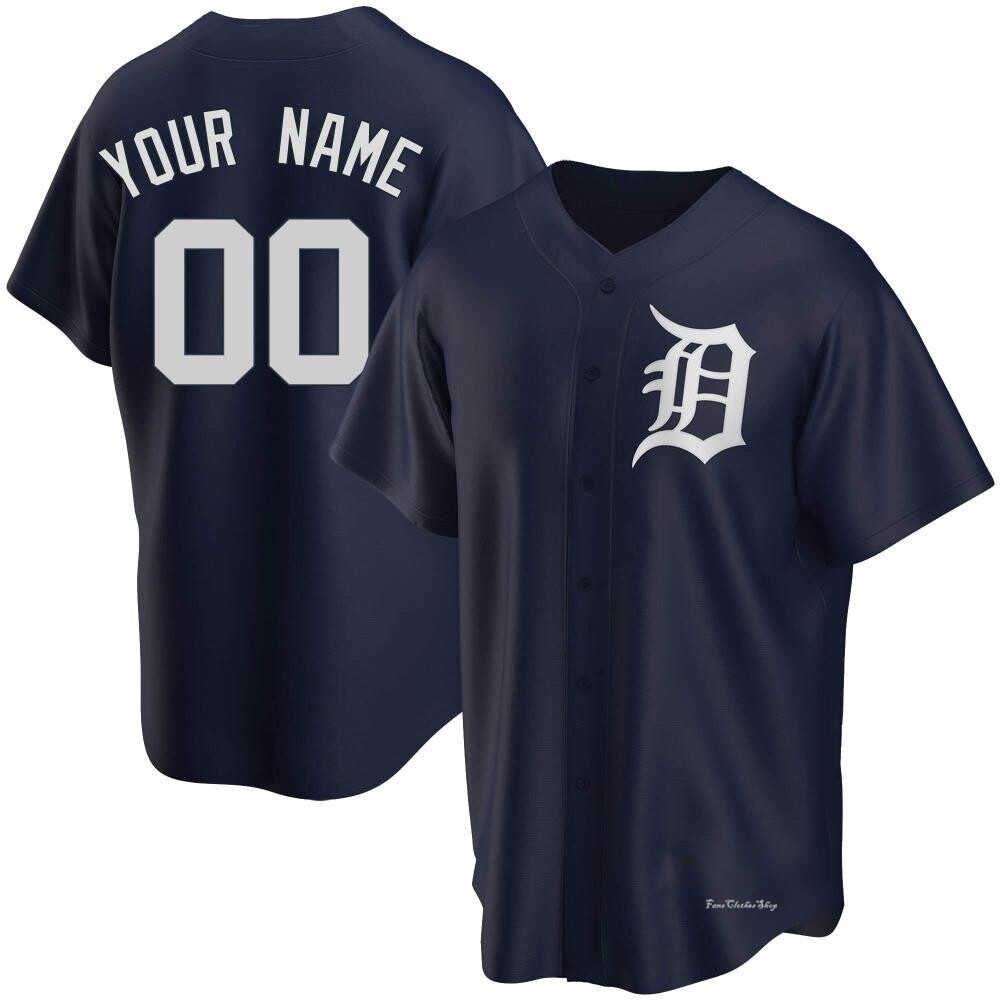 Youth Custom Detroit Tigers Replica Navy Alternate Jersey