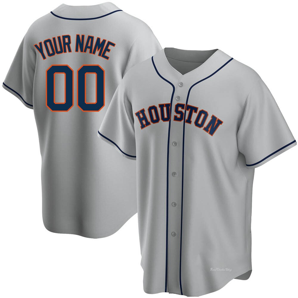 Youth Custom Houston Astros Replica Gray Road Jersey