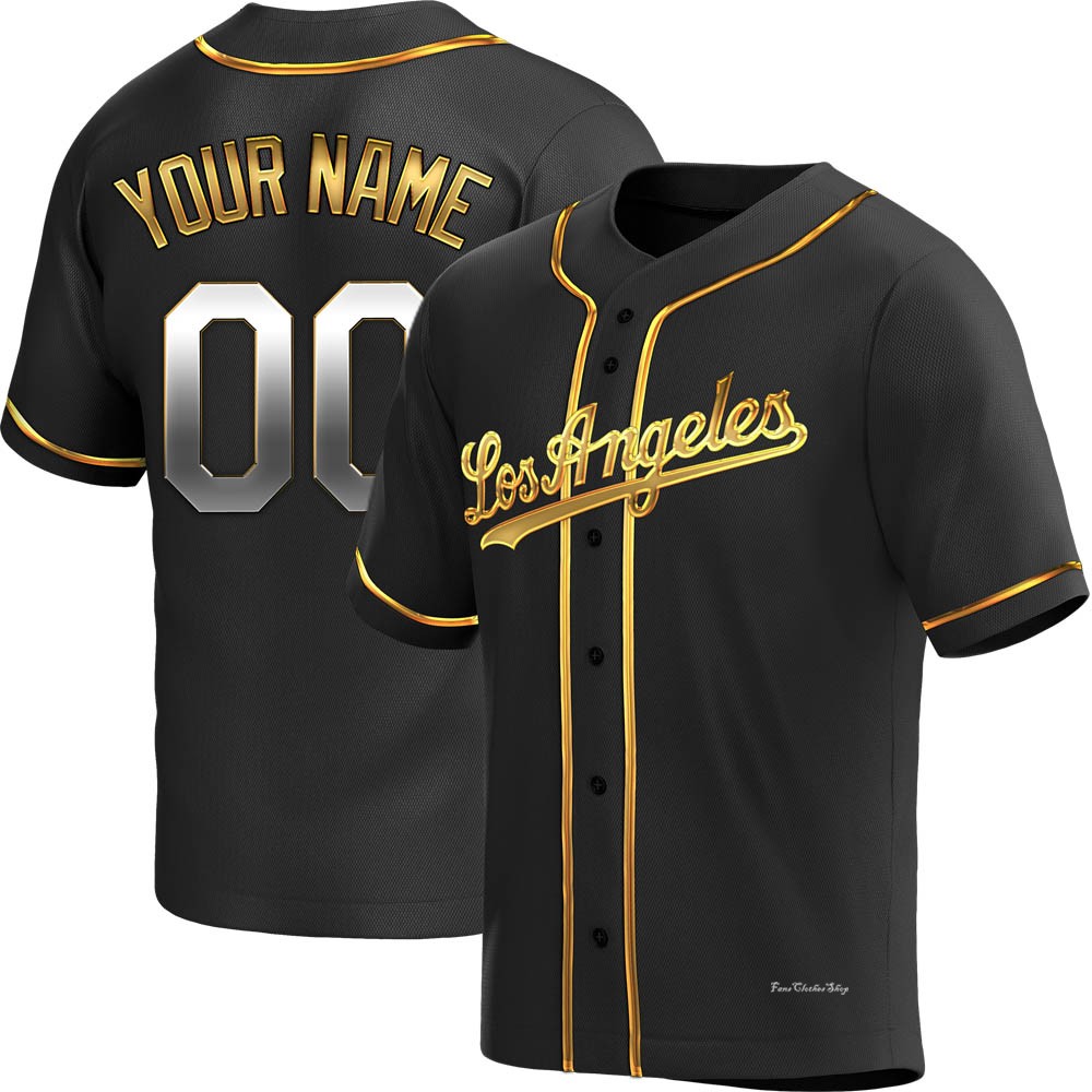 Youth Custom Los Angeles Dodgers Replica Black Golden Alternate Jersey
