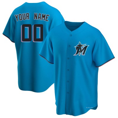Youth Custom Miami Marlins Replica Blue Alternate Jersey