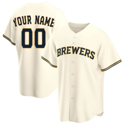 Youth Custom Milwaukee Brewers Replica Cream Home Jersey