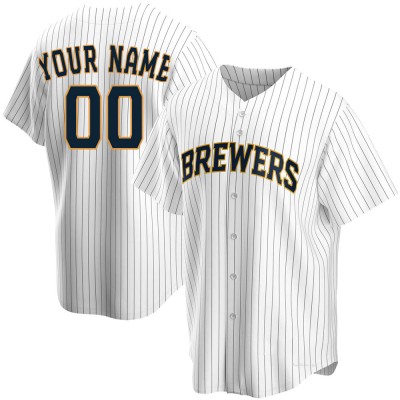 Youth Custom Milwaukee Brewers Replica White Home Jersey