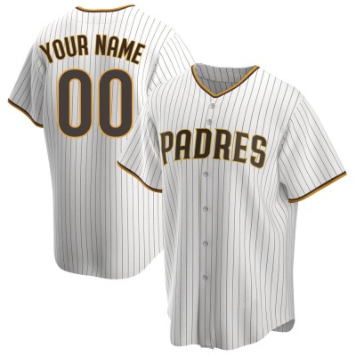 Youth Custom San Diego Padres Replica White/Brown Home Jersey
