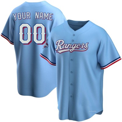 Youth Custom Texas Rangers Replica Light Blue Alternate 2023 World Series Champions Jersey