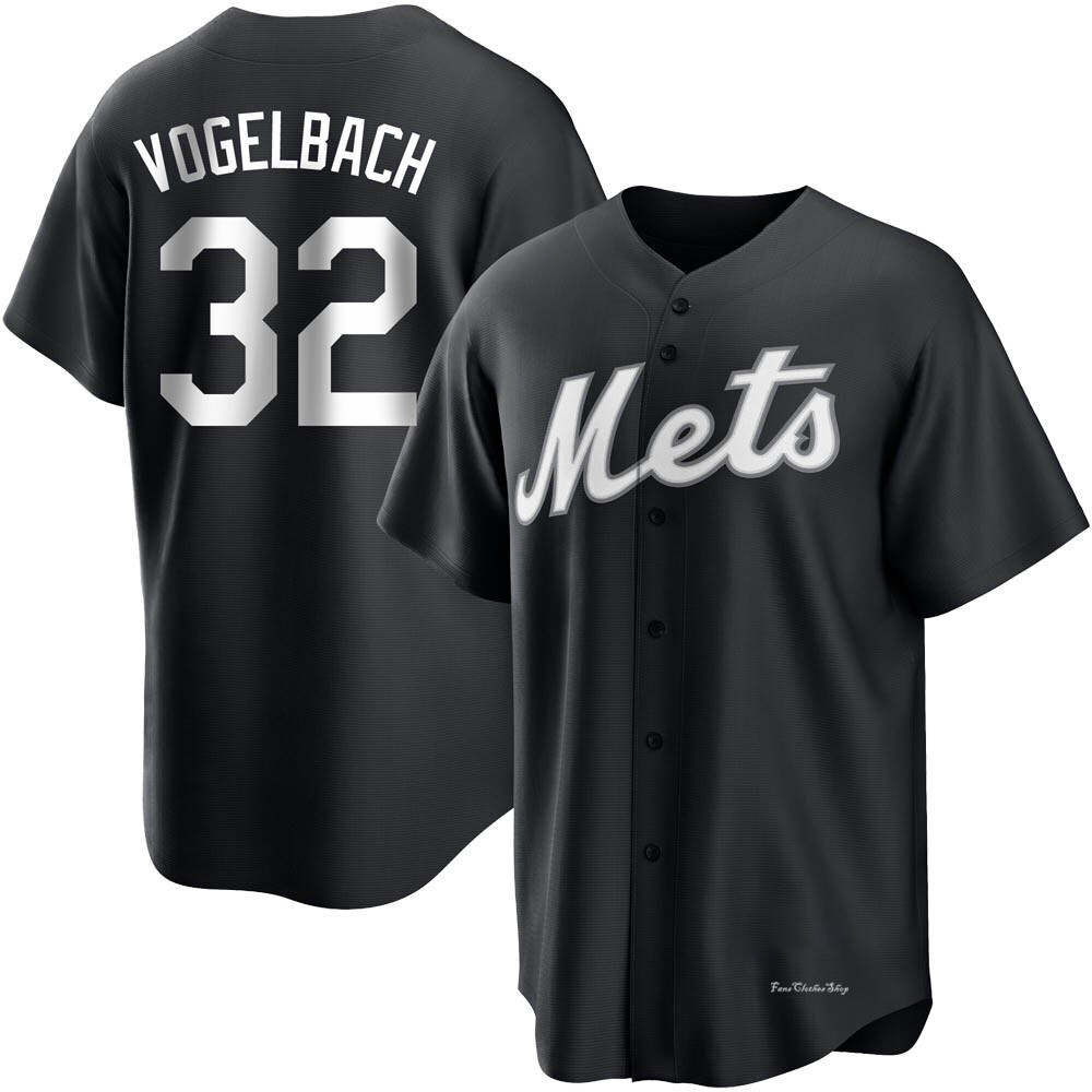 Youth Daniel Vogelbach New York Mets Replica Black/White Jersey