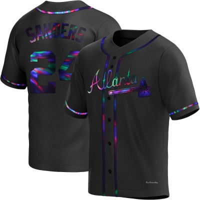 Youth Deion Sanders Atlanta Braves Replica Black Holographic Alternate Jersey