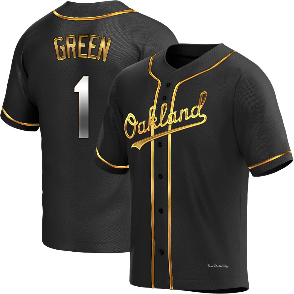 Youth Dick Green Oakland Athletics Replica Black Golden Alternate Jersey