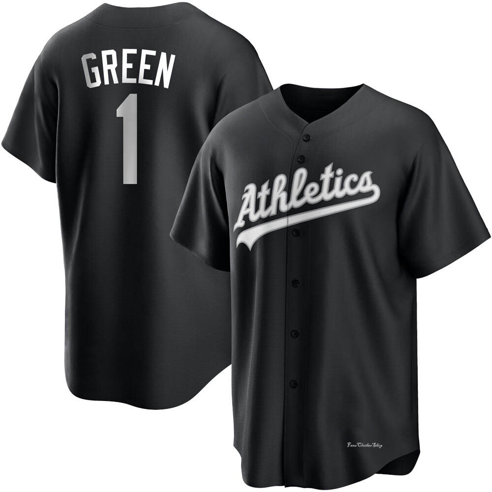 Youth Dick Green Oakland Athletics Replica Black/White Jersey
