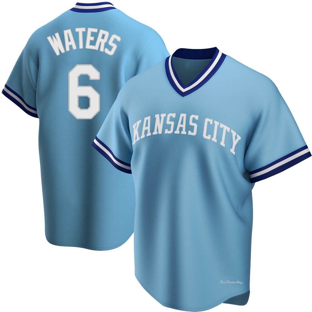 Youth Drew Waters Kansas City Royals Replica Light Blue Road Cooperstown Collection Jersey