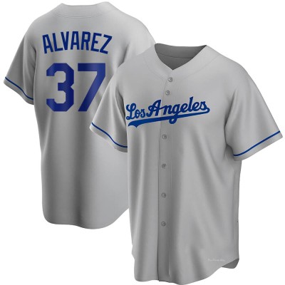 Youth Eddy Alvarez Los Angeles Dodgers Replica Gray Road Jersey