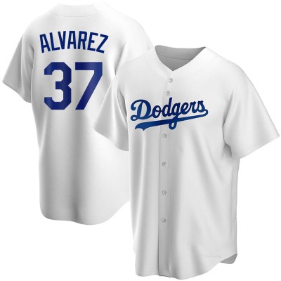 Youth Eddy Alvarez Los Angeles Dodgers Replica White Home Jersey