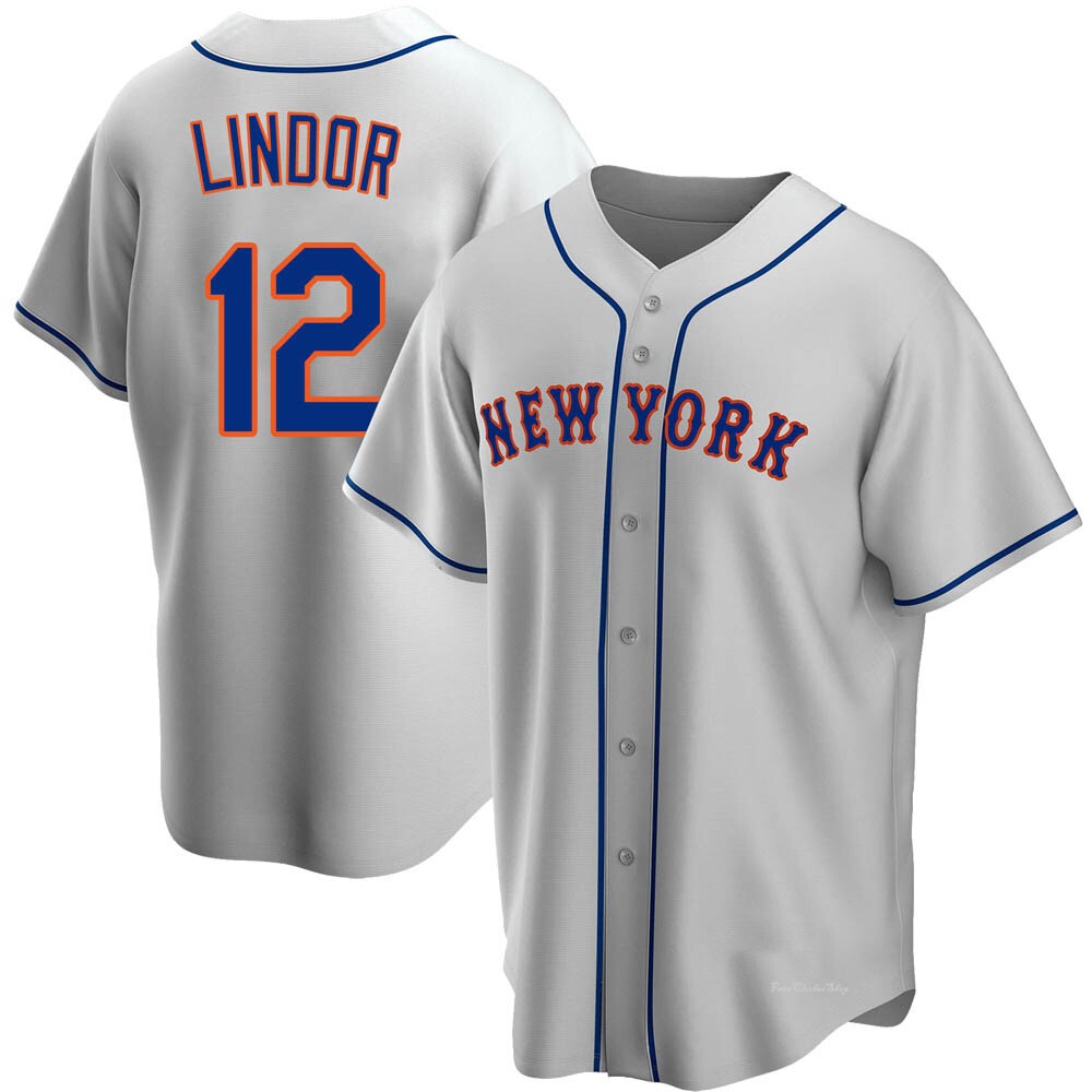 Youth Francisco Lindor New York Mets Replica Gray Road Jersey