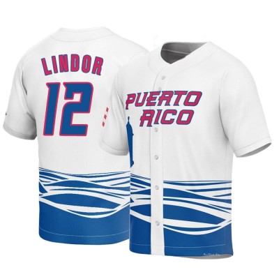Youth Francisco Lindor Puerto Rico Baseball Replica White 2023 World Baseball Classic Jersey