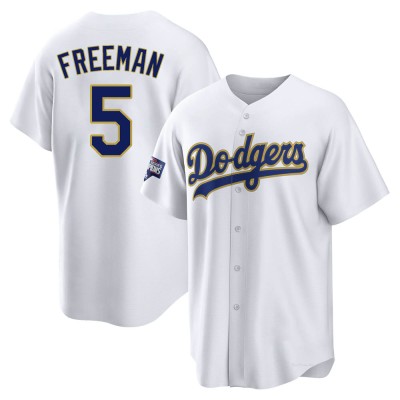 Youth Freddie Freeman Los Angeles Dodgers Replica White/Gold 2021 Gold Program Player Jersey