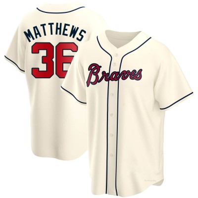 Youth Gary Matthews Atlanta Braves Replica Cream Alternate Jersey