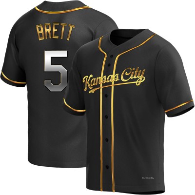 Youth George Brett Kansas City Royals Replica Black Golden Alternate Jersey