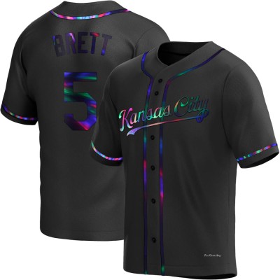 Youth George Brett Kansas City Royals Replica Black Holographic Alternate Jersey