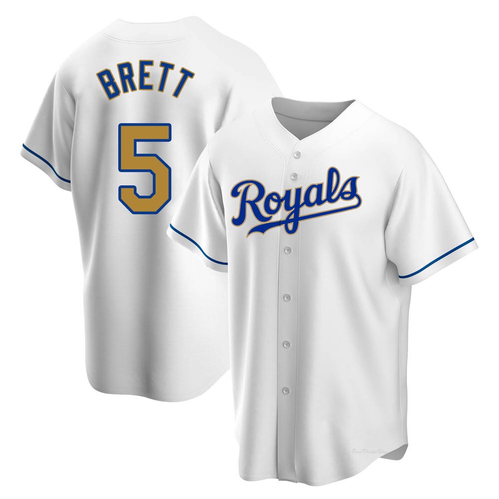 Youth George Brett Kansas City Royals Replica Gold White Home Jersey