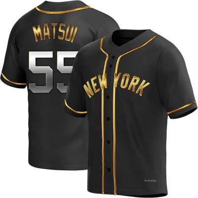 Youth Hideki Matsui New York Yankees Replica Black Golden Alternate Jersey