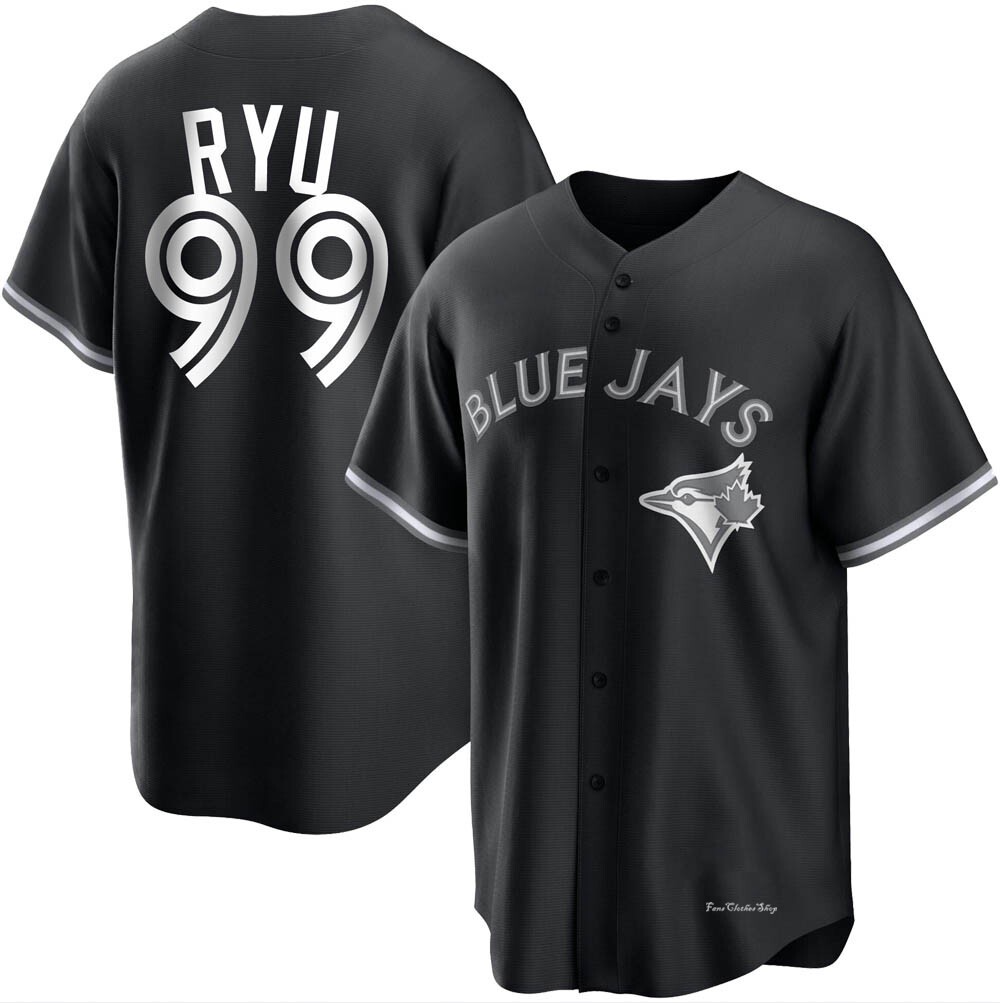 Youth Hyun Jin Ryu Toronto Blue Jays Replica Black/White Jersey