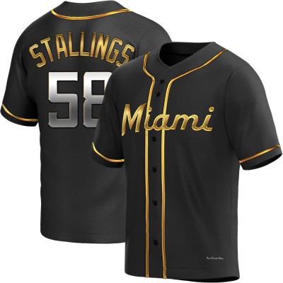 Youth Jacob Stallings Miami Marlins Replica Black Golden Alternate Jersey