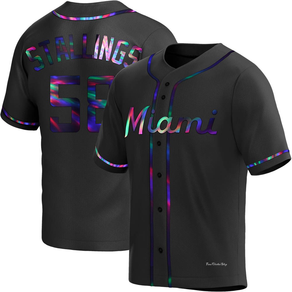 Youth Jacob Stallings Miami Marlins Replica Black Holographic Alternate Jersey