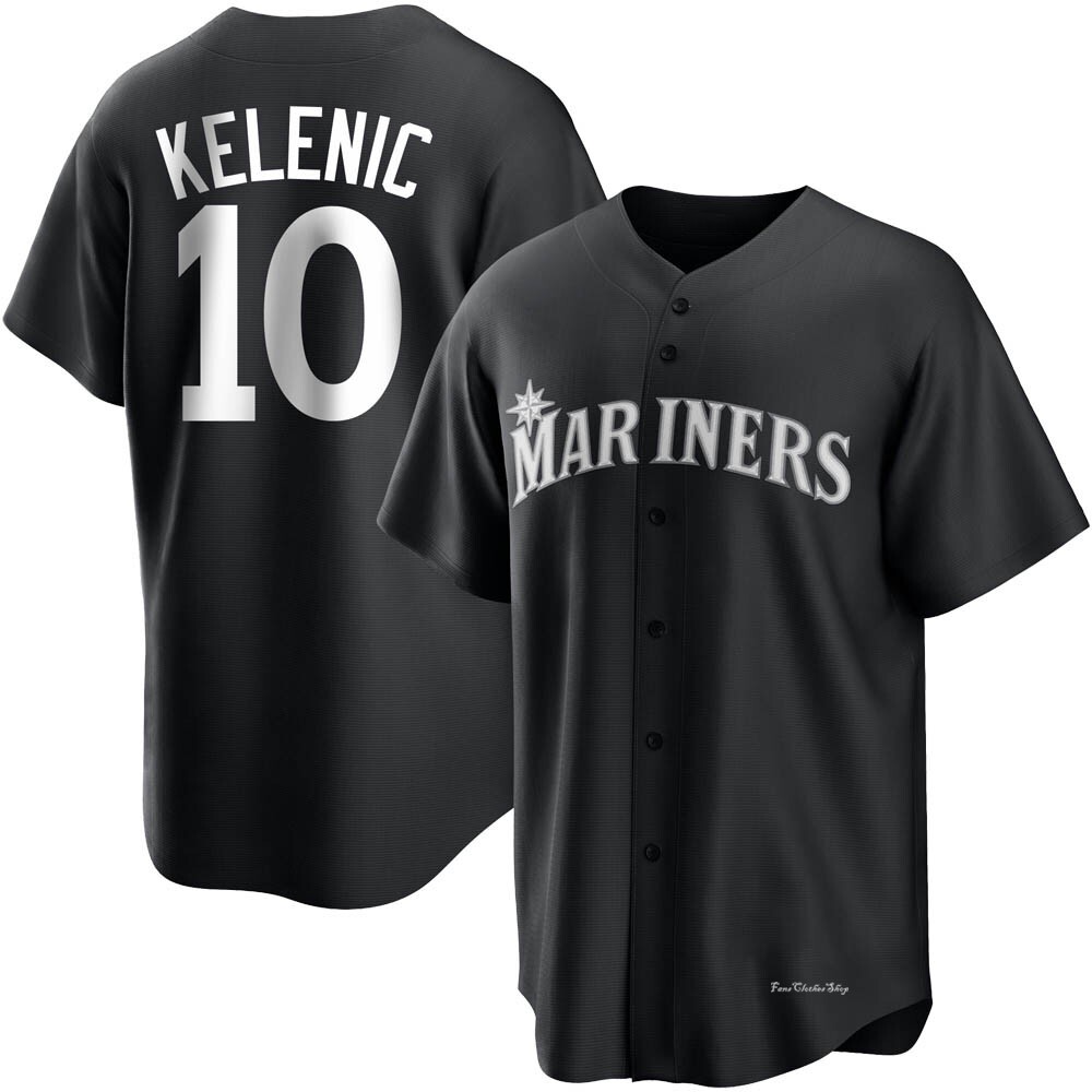 Youth Jarred Kelenic Seattle Mariners Replica Black/White Jersey
