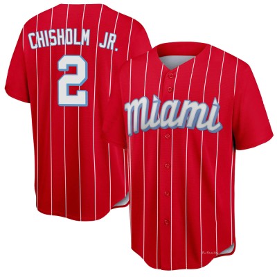 Youth Jazz Chisholm Jr. Miami Marlins Replica Red 2021 City Connect Jersey