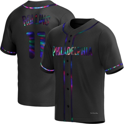 Youth Jimmy Rollins Philadelphia Phillies Replica Black Holographic Alternate Jersey