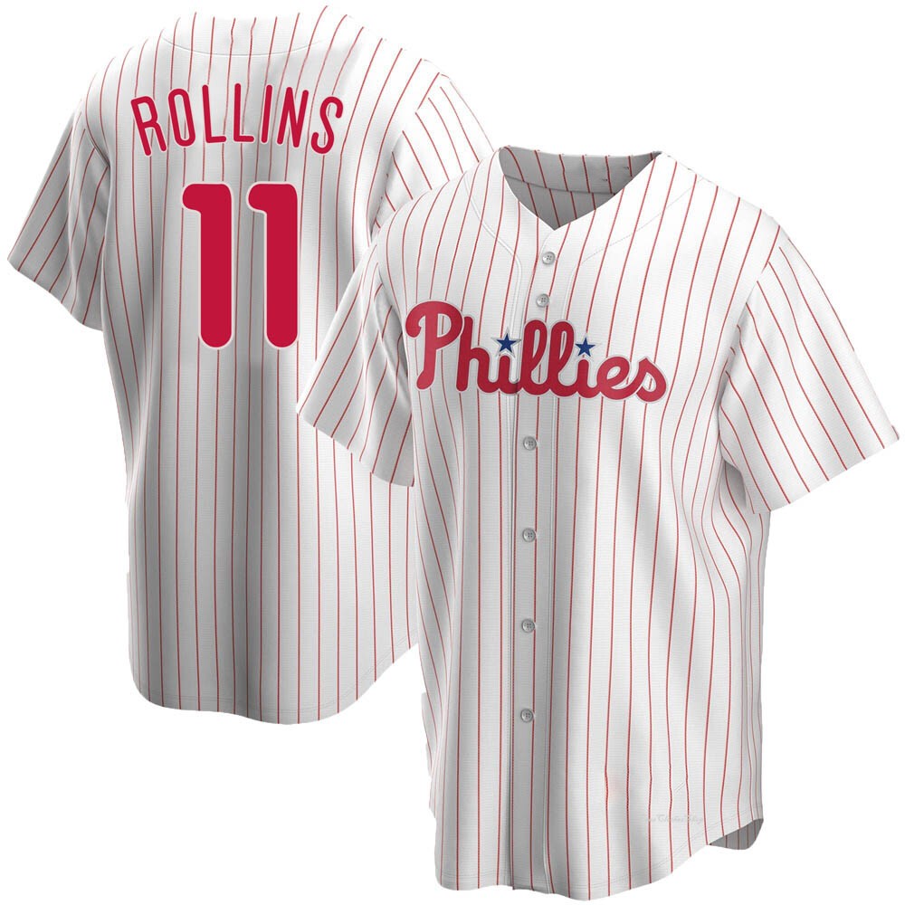 Youth Jimmy Rollins Philadelphia Phillies Replica White Home Jersey