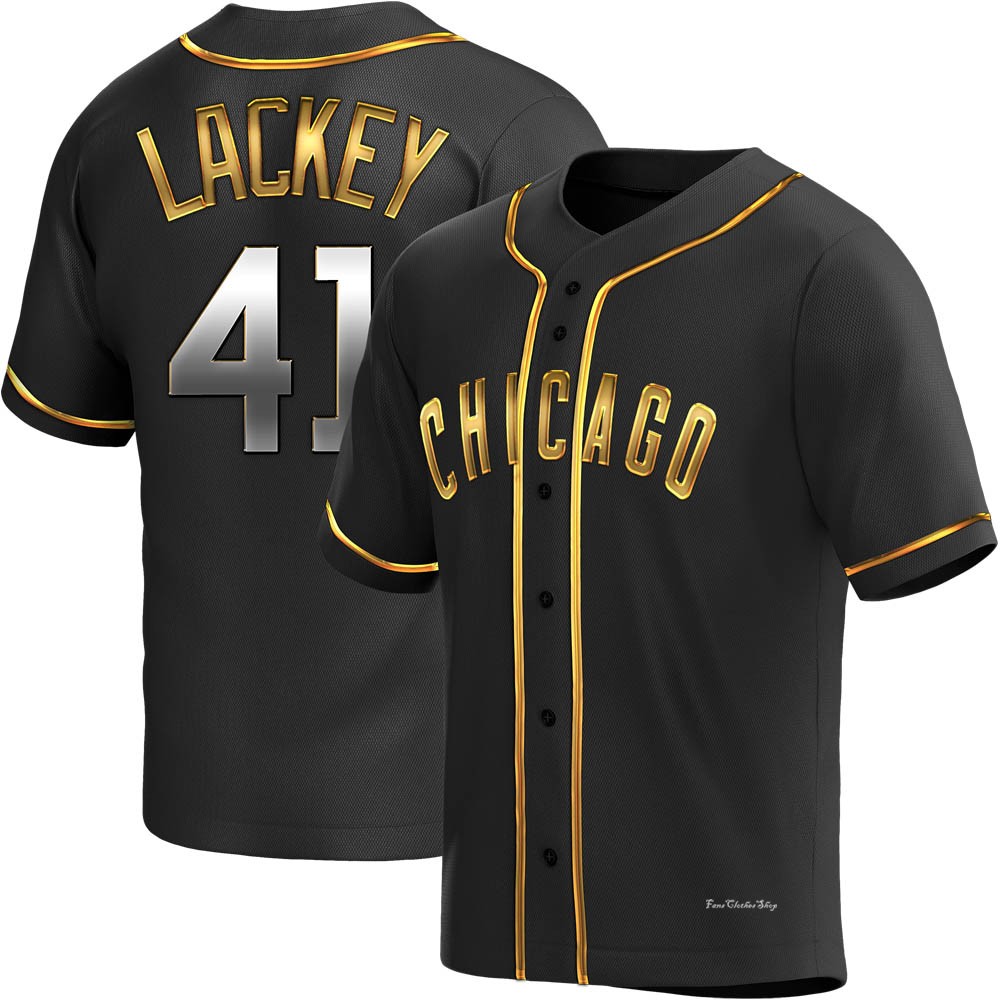 Youth John Lackey Chicago Cubs Replica Black Golden Alternate Jersey