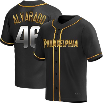 Youth Jose Alvarado Philadelphia Phillies Replica Black Golden Alternate Jersey