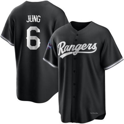 Youth Josh Jung Texas Rangers Replica White Black 2023 World Series Champions Jersey